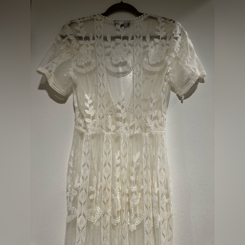 NWT VICI AAKAA Batwing Sleeve Open Knit Asymmetric Crocheting Coverup Small - Picture 5 of 6